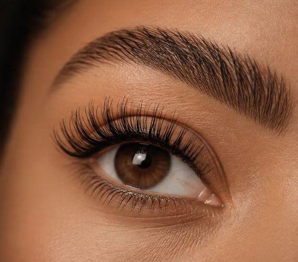 Regard sublimé — cils rehaussés et sourcils dessinés